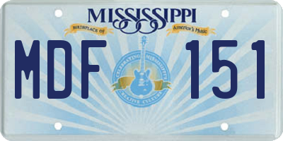 MS license plate MDF151