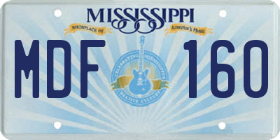 MS license plate MDF160