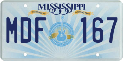 MS license plate MDF167