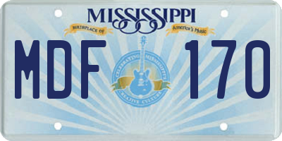 MS license plate MDF170