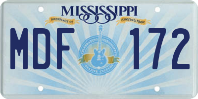 MS license plate MDF172