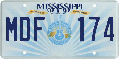 MS license plate MDF174
