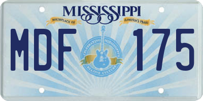 MS license plate MDF175