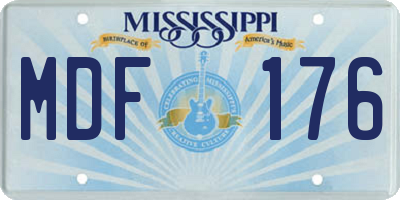 MS license plate MDF176