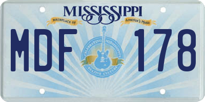MS license plate MDF178