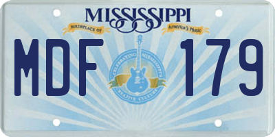 MS license plate MDF179