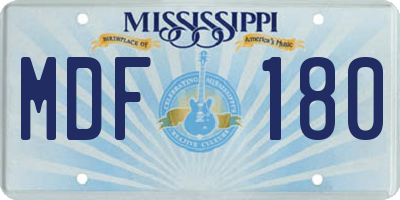 MS license plate MDF180
