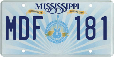 MS license plate MDF181