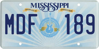 MS license plate MDF189