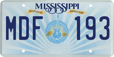 MS license plate MDF193