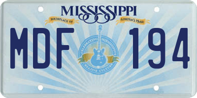 MS license plate MDF194