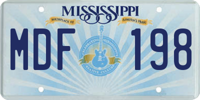 MS license plate MDF198
