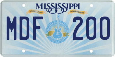 MS license plate MDF200