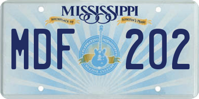 MS license plate MDF202