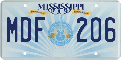 MS license plate MDF206