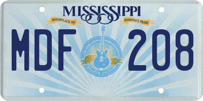 MS license plate MDF208