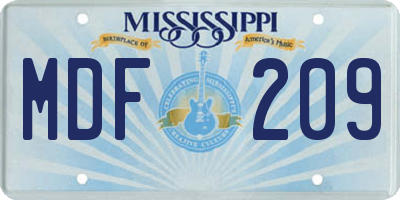 MS license plate MDF209