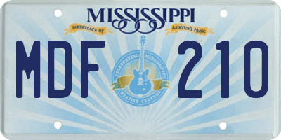 MS license plate MDF210