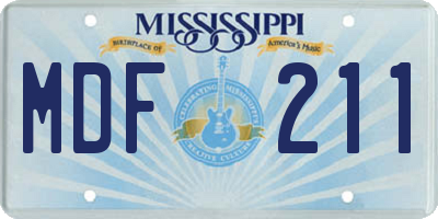 MS license plate MDF211