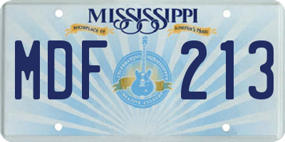 MS license plate MDF213