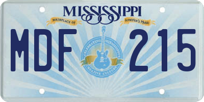 MS license plate MDF215
