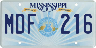 MS license plate MDF216