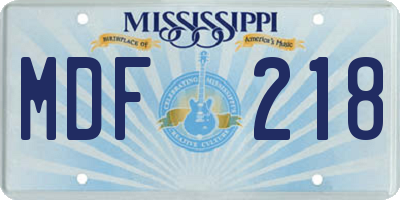 MS license plate MDF218