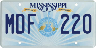 MS license plate MDF220