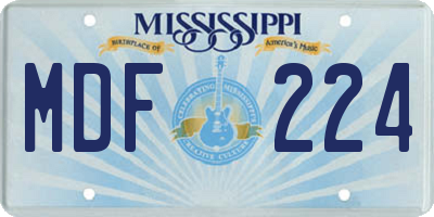 MS license plate MDF224