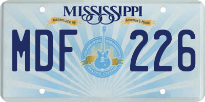 MS license plate MDF226