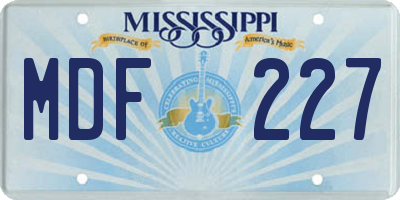 MS license plate MDF227