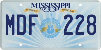 MS license plate MDF228