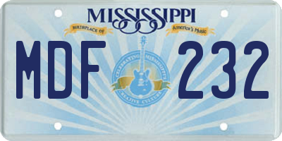 MS license plate MDF232