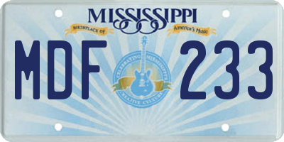 MS license plate MDF233