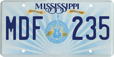 MS license plate MDF235