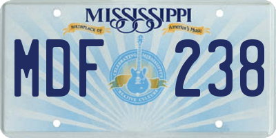 MS license plate MDF238