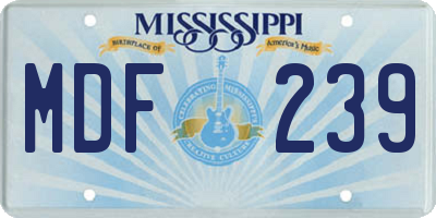 MS license plate MDF239
