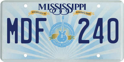 MS license plate MDF240