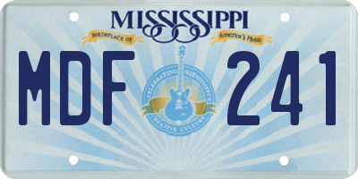MS license plate MDF241