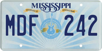 MS license plate MDF242