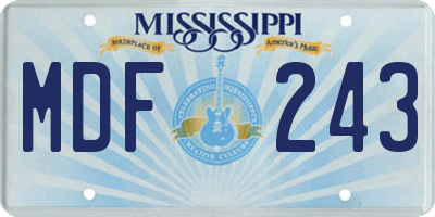 MS license plate MDF243
