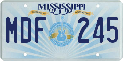 MS license plate MDF245