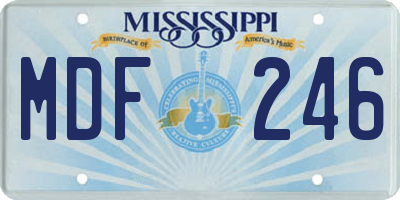 MS license plate MDF246