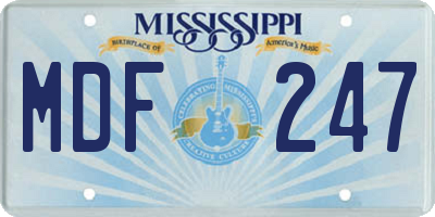 MS license plate MDF247