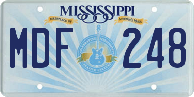 MS license plate MDF248