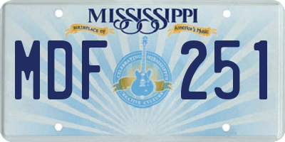MS license plate MDF251