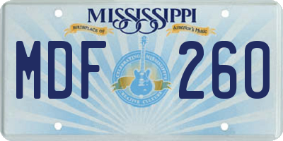 MS license plate MDF260