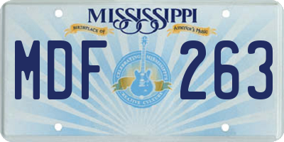 MS license plate MDF263