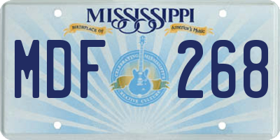MS license plate MDF268