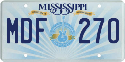 MS license plate MDF270